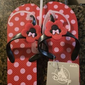 Disney Kids Red and Pink Polka Dot Flip Flops